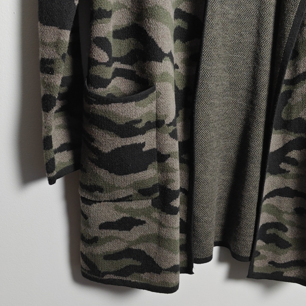 RACHEL ZOE Camouflage Hooded Open Knit Long Sleeve Cardigan Sweater Size XS - Picture 3 of 16